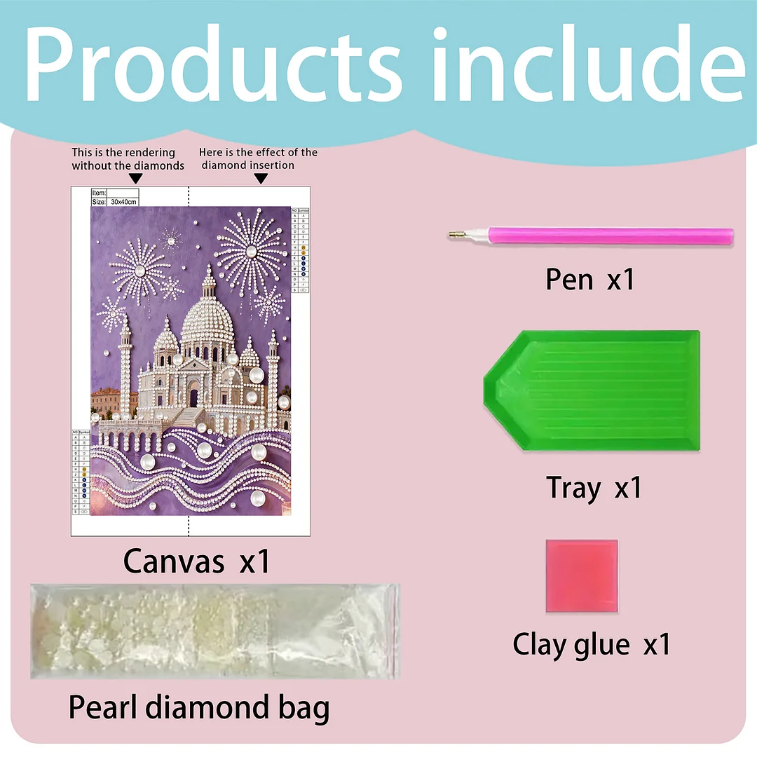 Building DIY Pearl Painting Art Kits Pearl Gem Paintings Picture Arts Craft 30x40cm for Adults Beginners Home Wall Decor No Frame