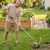 Thatch Rakes for Lawns 15.4 Inch Wide Lawn Rake for Leaves and Grass with Long Handle & 11 Curved Tines for Garden Yard Soil Loosening Grass Cleaning