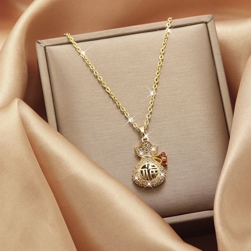 2 Pieces Titanium Steel Vintage Style Tassel Plating Doll Constellation Crown Pendant Necklace