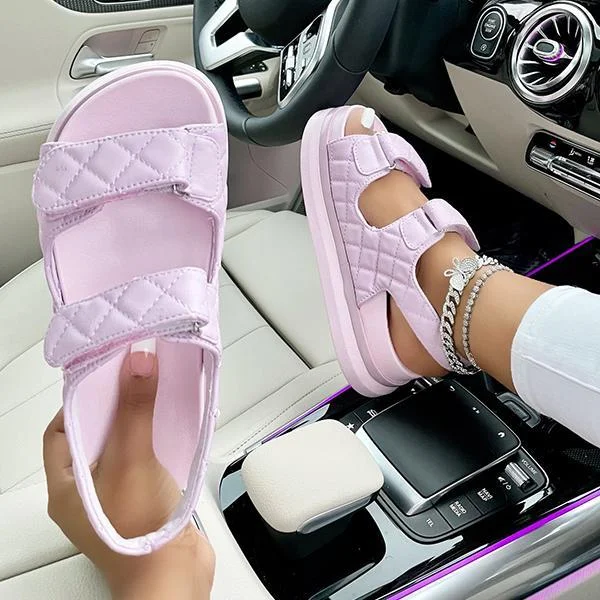 Fashion Diamond Pattern Velcro Sandals