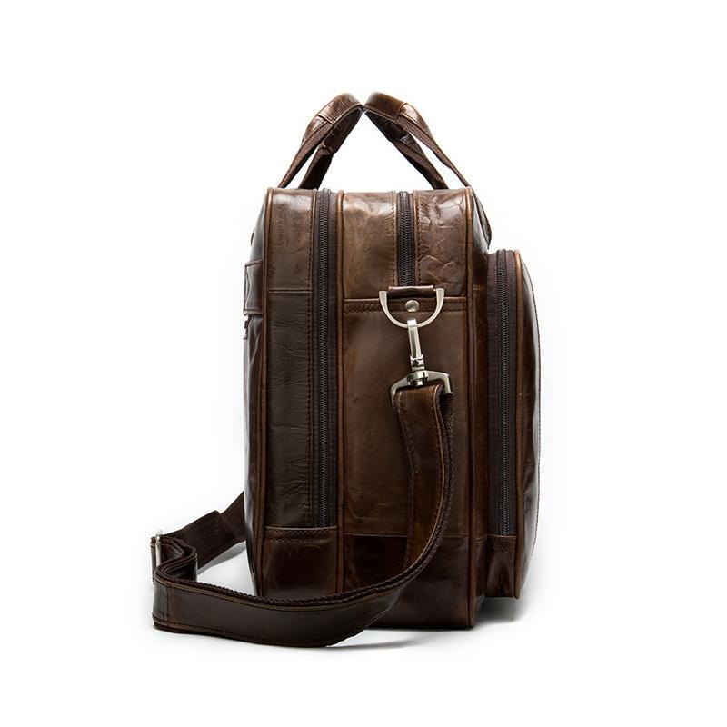 Business Large Capacity Laptop Leather Briefcase Handbag
