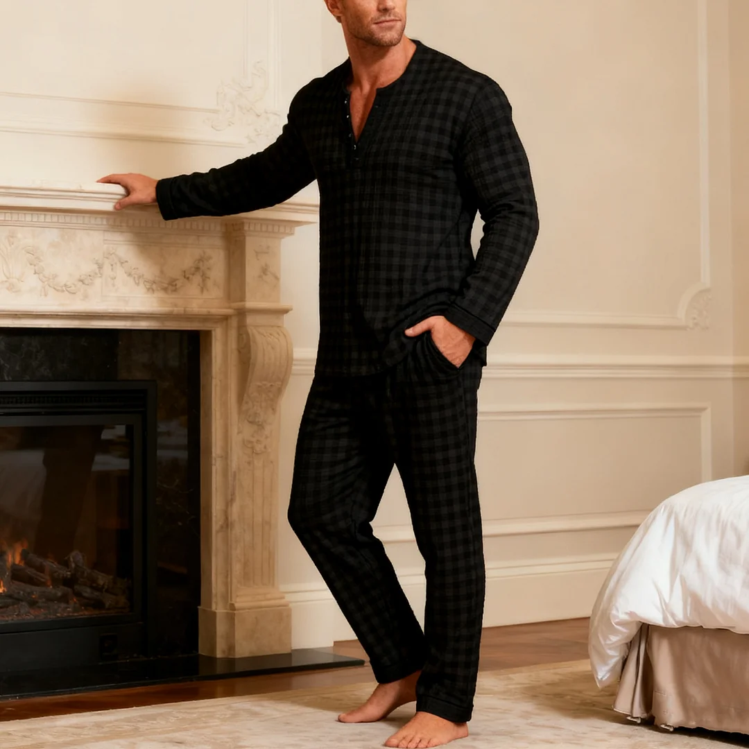 Men's Autumn/Winter Warm Christmas Daily Pajama Set-inspireuse