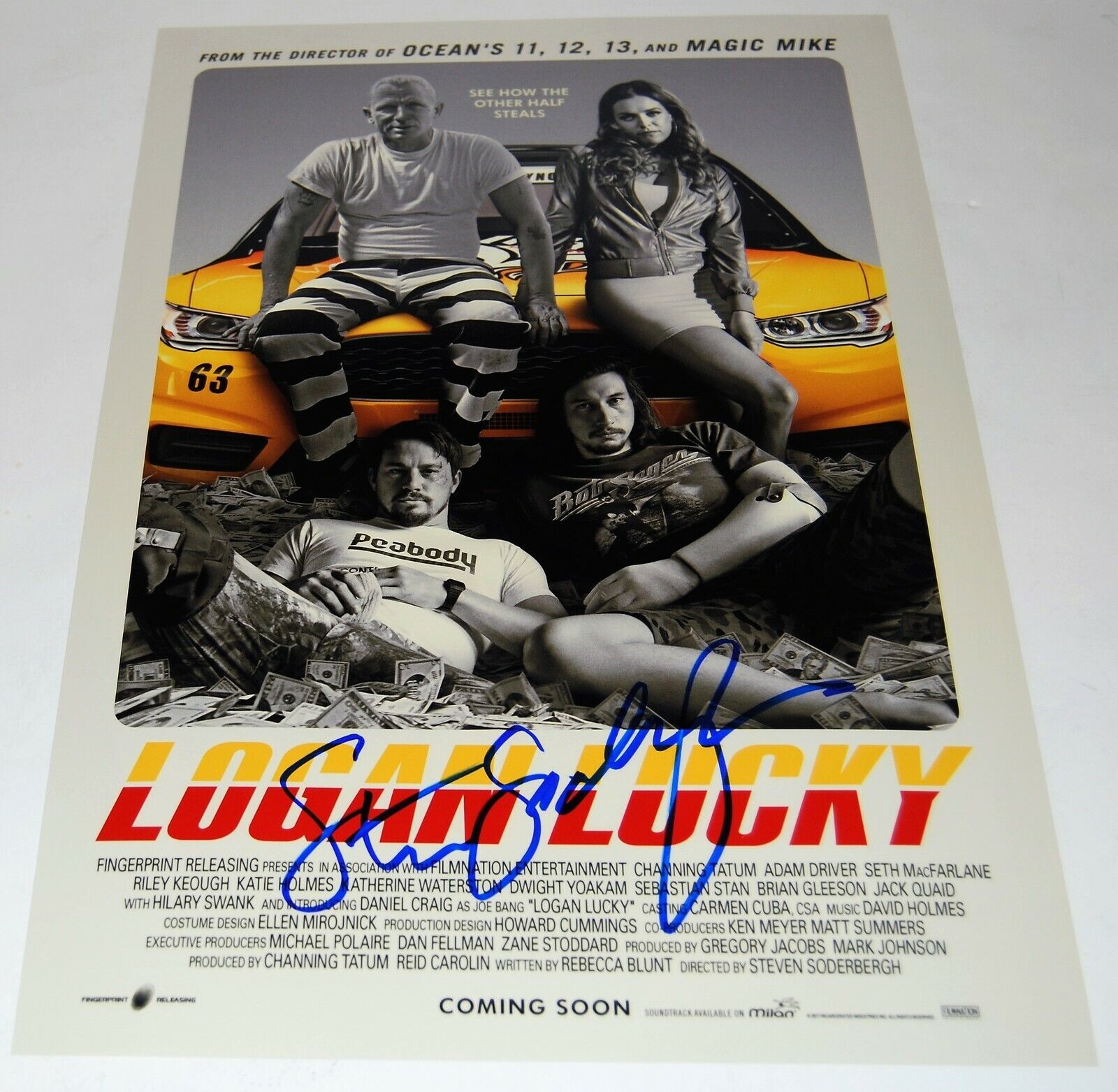 STEVEN SODERBERGH signed (LOGAN LUCKY) 12X18 movie poster Photo Poster painting *PROOF* W/COA