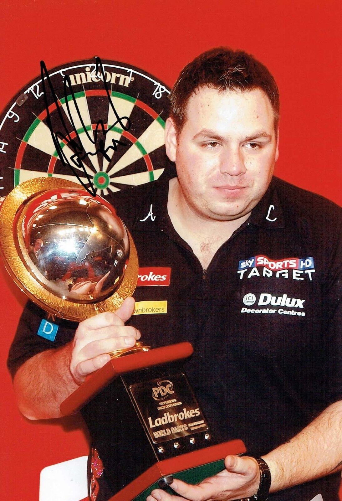 Adrian LEWIS Signed 12x8 Autograph Photo Poster painting 1 AFTAL COA Darts PDC World Champion