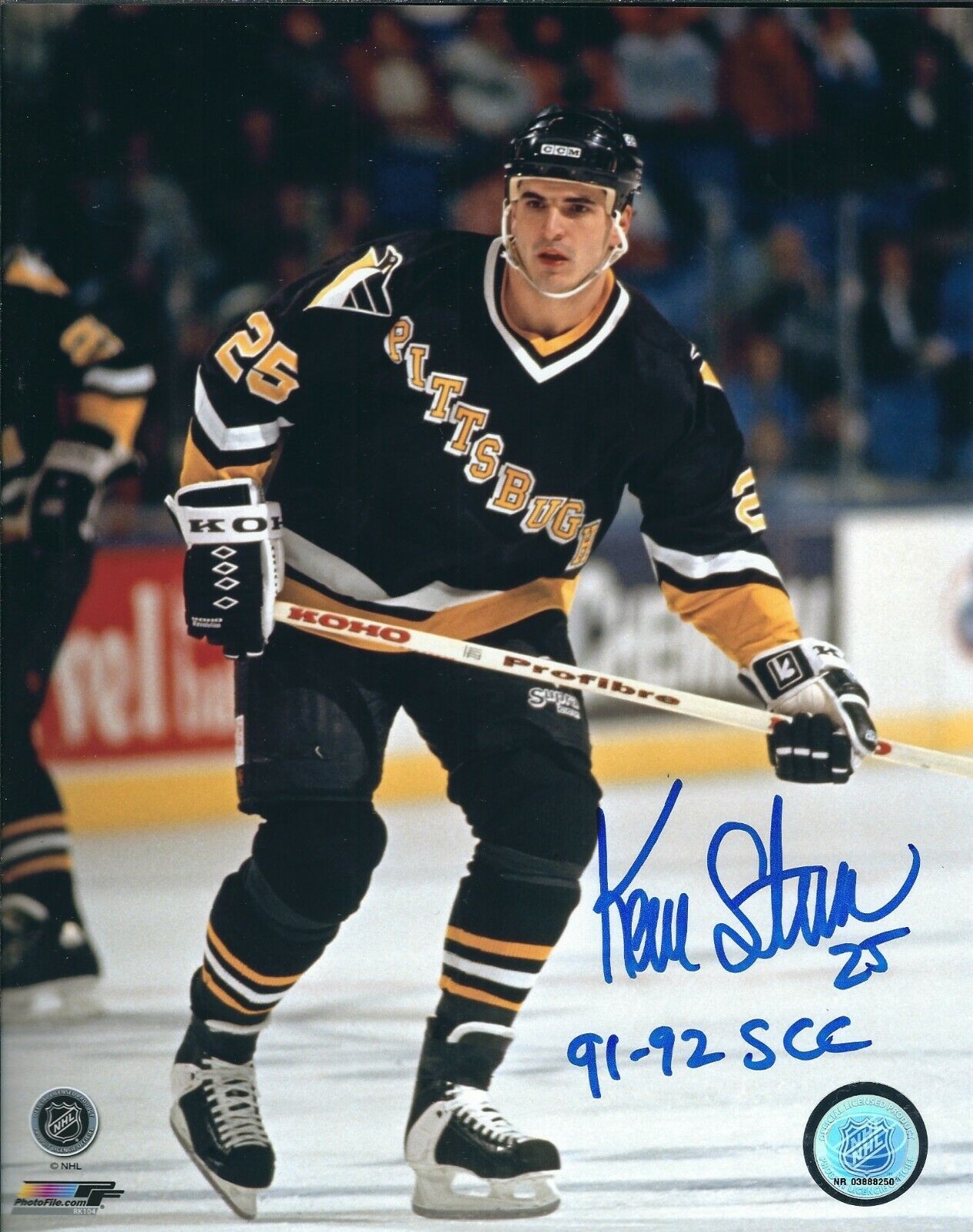 Autographed 8x10 KEVIN STEVENS 91-2 SCC