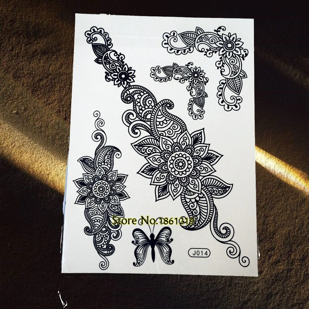 25 Styles Popular Black Temporary Tattoo Fake Dandelion Fairy Tatoo Women Lady Body Art Decals Waterproof Henna Tattoo Stickers