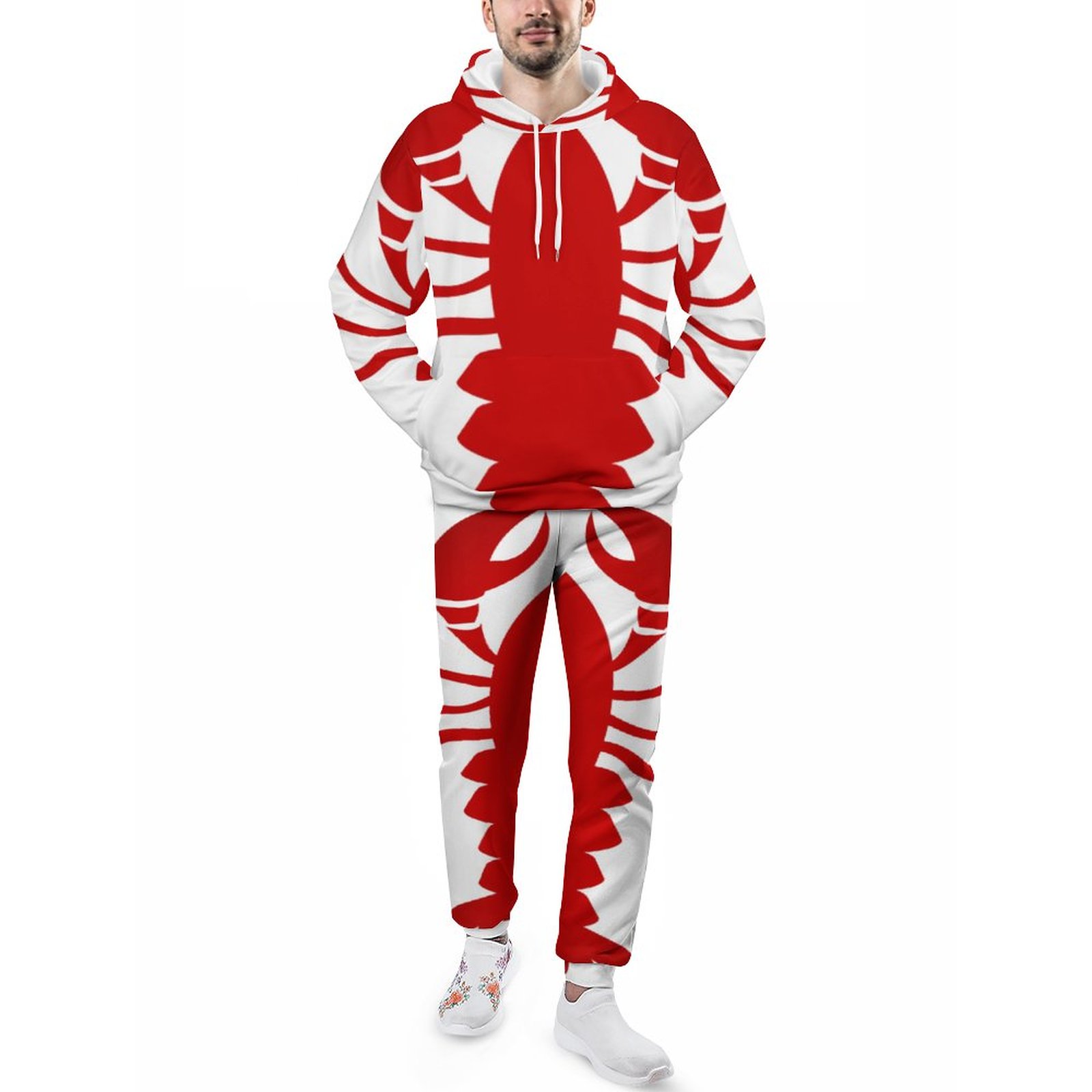 Whole Lobster Men's Tracksuit 2 Piece Hoodie Sweatsuit Sets Guys Streetwear Jogging Athletic Suits S-5Xl