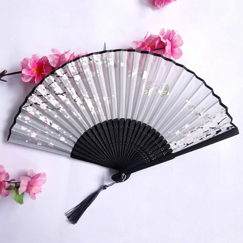 3 Pieces Ancient Style Folding Fan Female Classical Tassel Silk Fan Chinese Style Small Fan Portable Dance Craft National Fashion Fan Student Fan