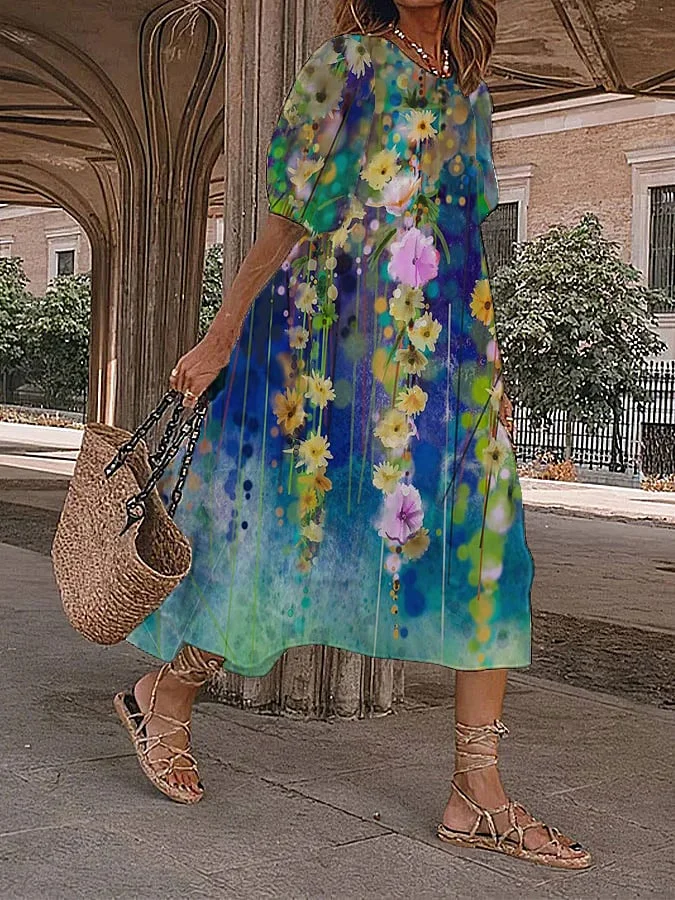 Women's Alzheimer's Floral Print Vintage Dress