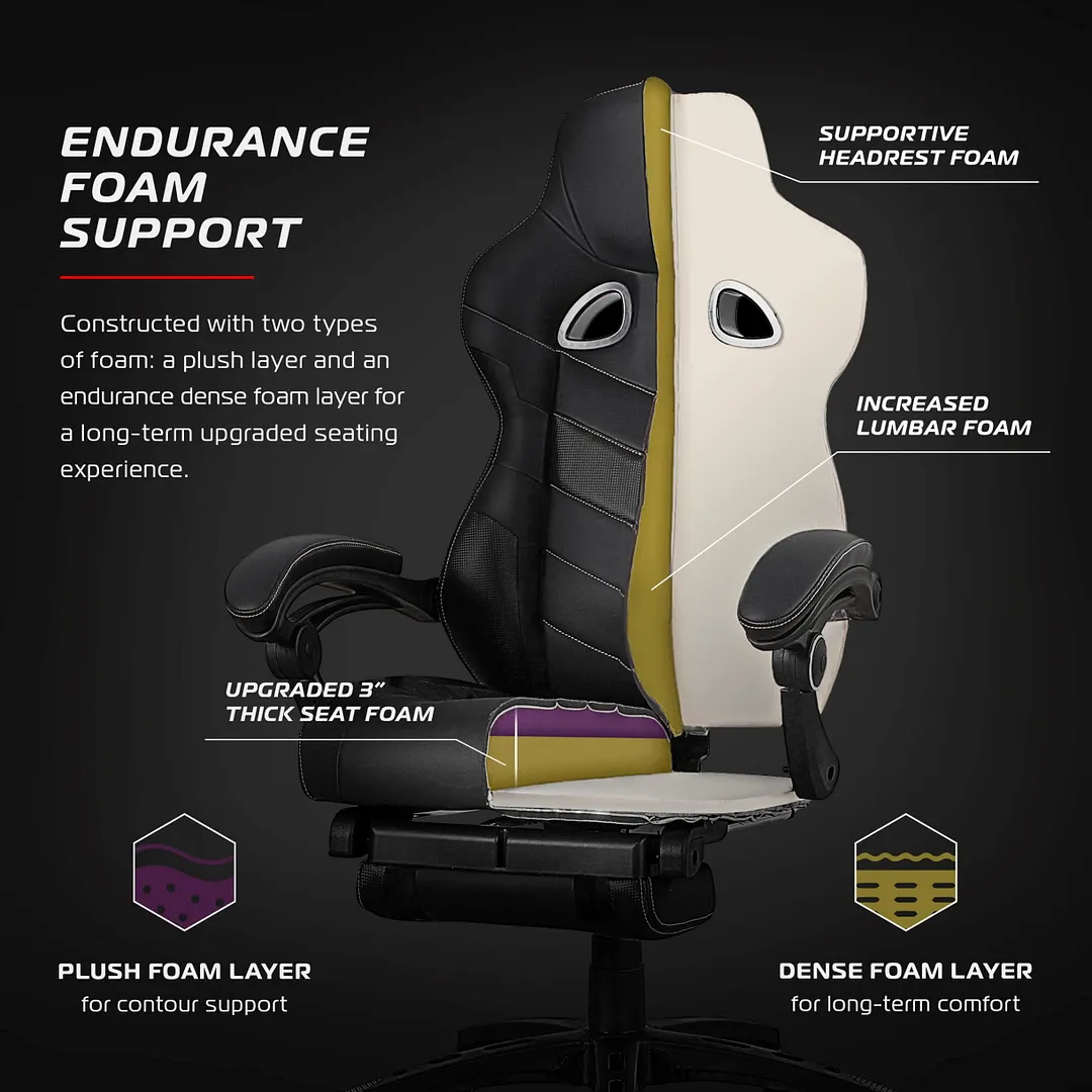  360 degree swivel adjustable headrest lumbar support ergonomic gaming chair