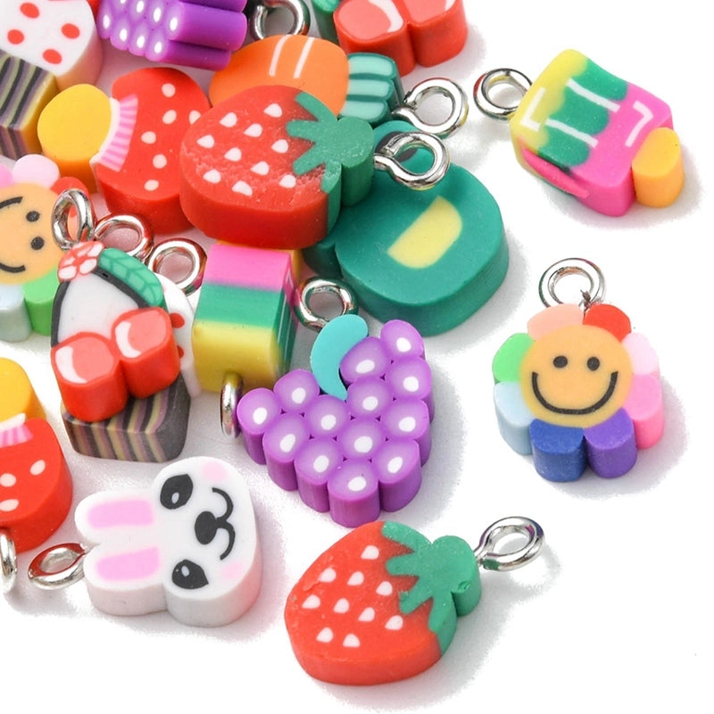 20 PCS/Package Soft Clay Animal Fruit Pendant Jewelry Accessories