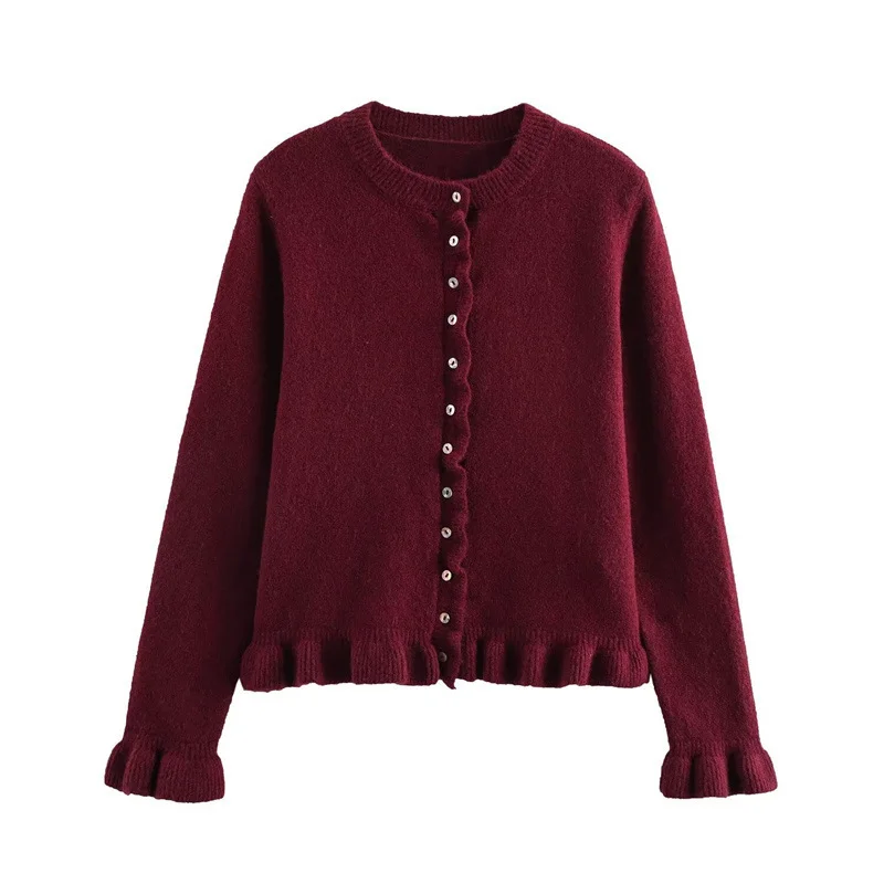 Nigikala Nigikala Autumn New Temperament Round Neck Simple Stacked Knitted Coat 2756114