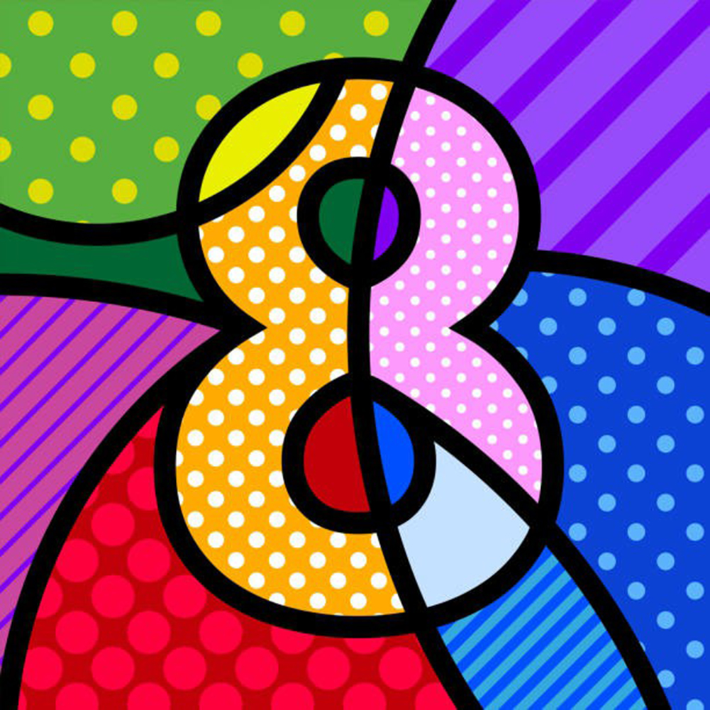 

30*30CM Round Drill Diamond Painting-Colorful Number 8, 501 Original