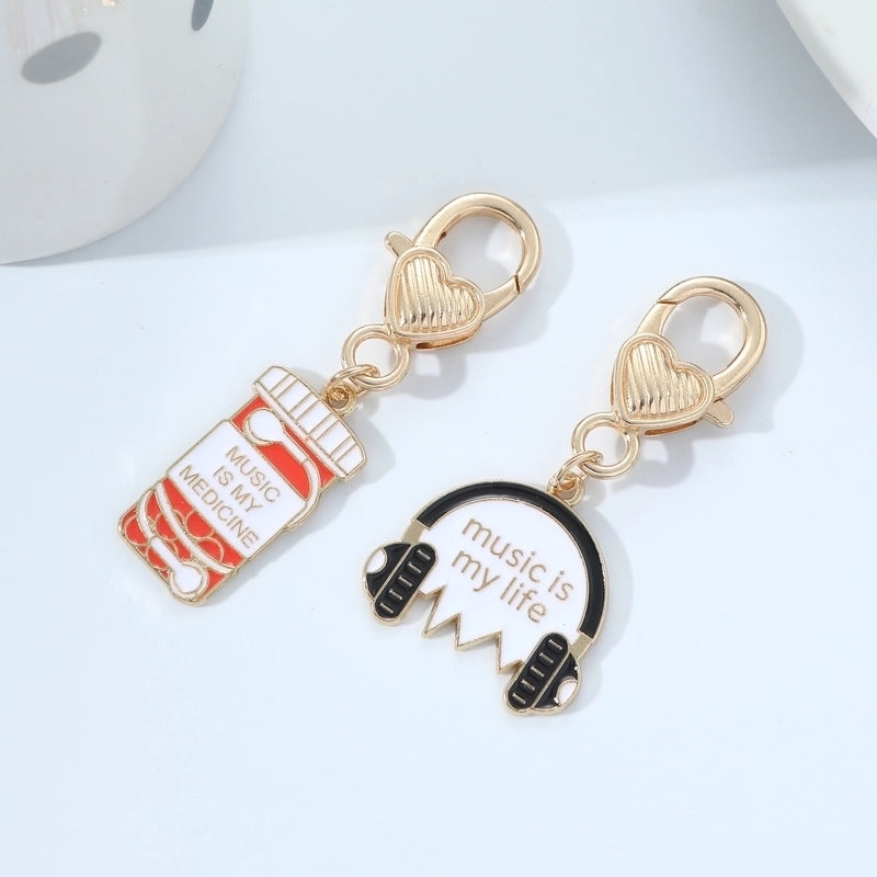 Cartoon Style Cute Letter Earphones Metal Zinc Alloy Bag Pendant Memorial Keychains