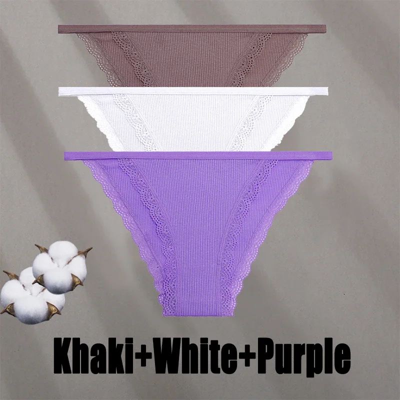 Billionm Women Sexy Lace Panties Cotton Breathable Underwear G-String Intimates Lingerie Female Solid Color Soft Underpants