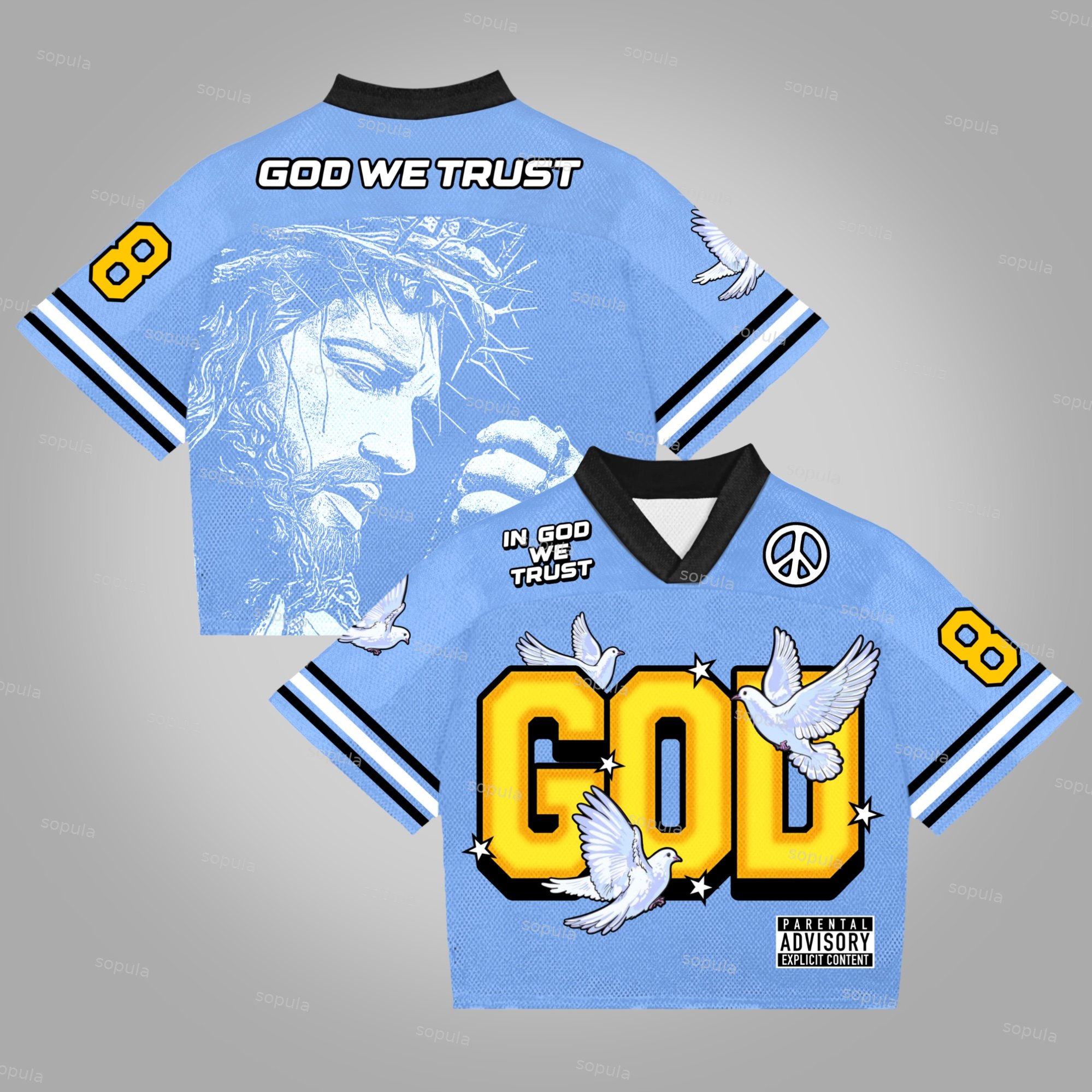 Sopula Believe In God Peace Pigeon No 88 Printed Blokette Blokecore T-Shirt