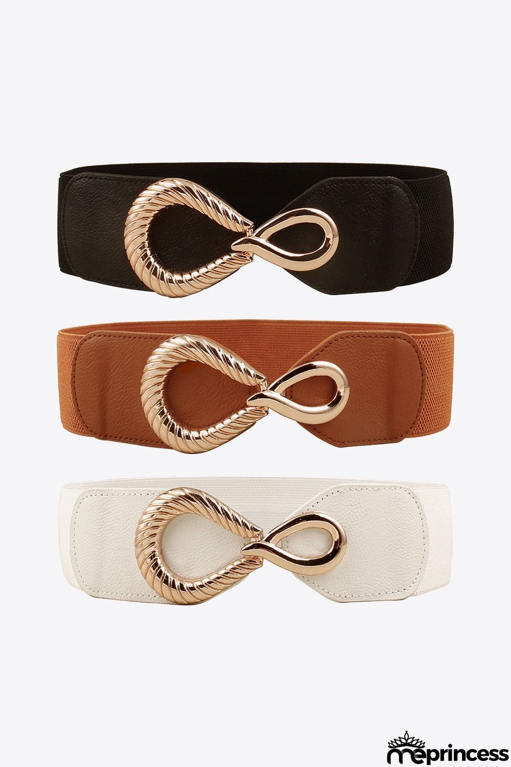 Ribbed Alloy Buckle Elastic Belt