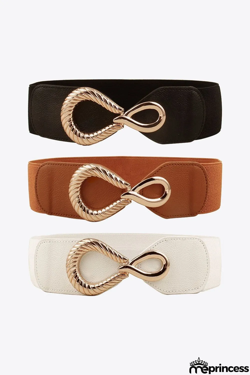 Ribbed Alloy Buckle Elastic Belt