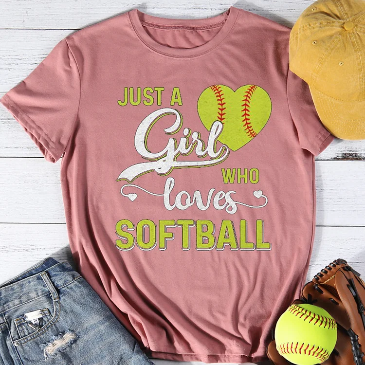 Just A Girl Who Loves Softball T-shirt Tee -01263-Annaletters