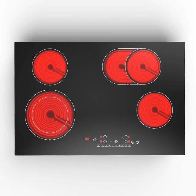 VBGK Electric cooktop 30 inch,240V 7200W Electric Stove 4 burner,Built-in  and Countertop Electric Stove Top, LED Touch Screen,9 Heating Level, Timer  