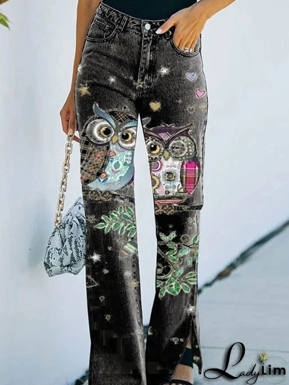 Daily Floral Graphic High Waisted Pocket Flared Pants