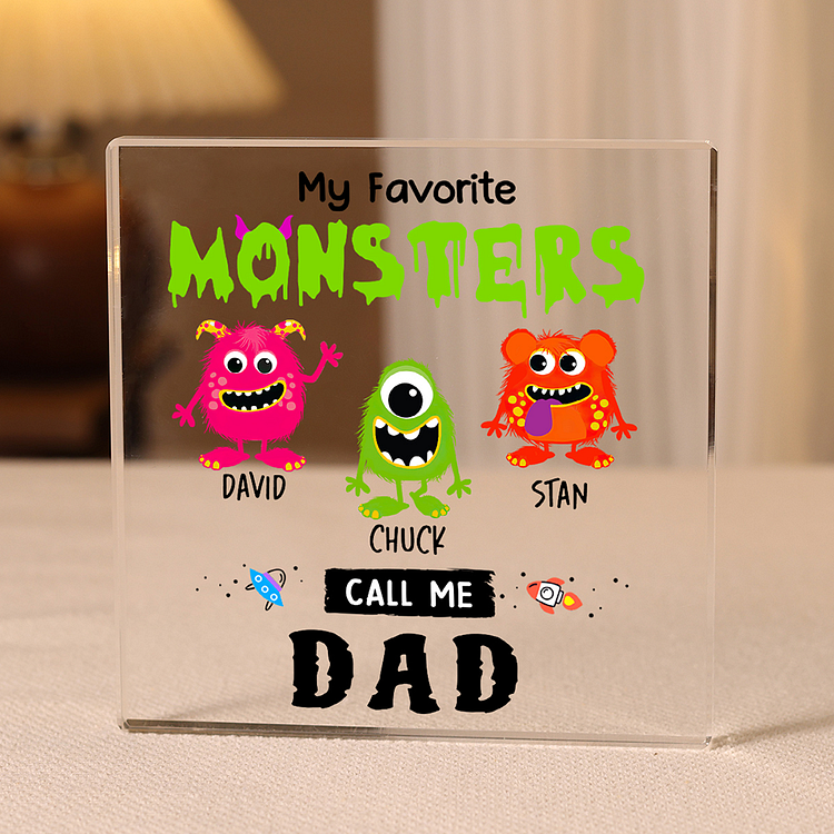 3 Names - Personalized Monster and Shit Style Custom Name Acrylic Ornament Father's Day Gift for Dad