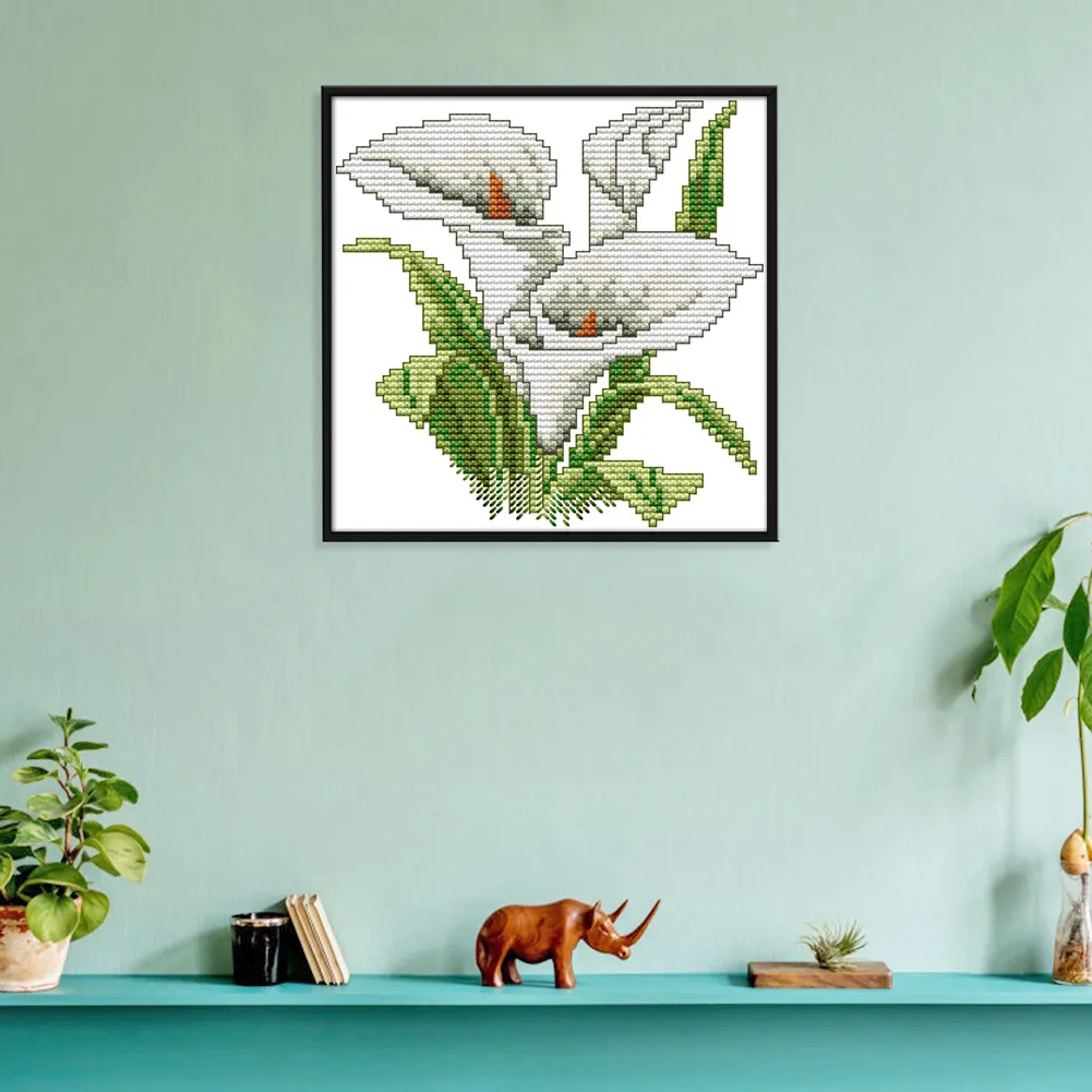 14ct Stamped Cross Stitch - White Flower(17*17cm)