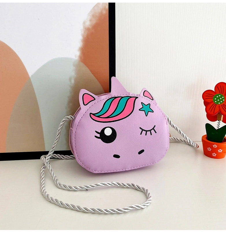 Kid’S Pu Leather Cute Oval Zipper Shoulder Bag Crossbody Bag