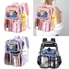 PVC Clear Outdoor Backpack Multi Pocket Transparent Sports Backpack Hiking Bag