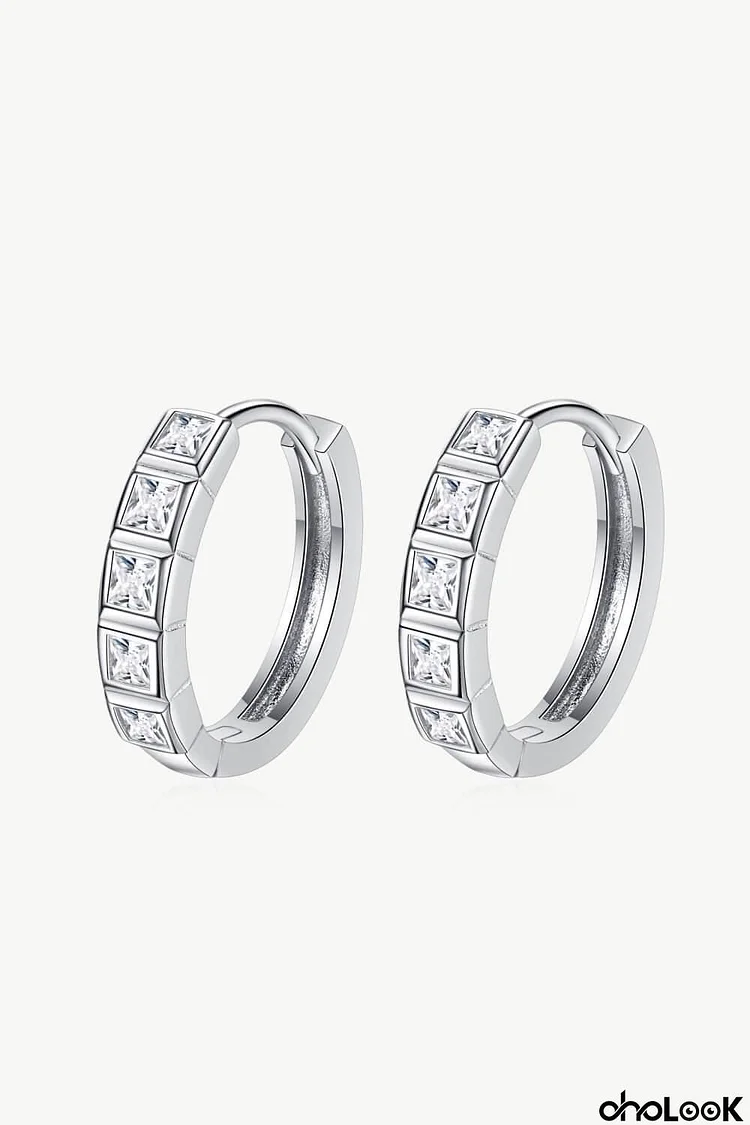 Always Chic Sterling Silver Moissanite Huggie Earrings