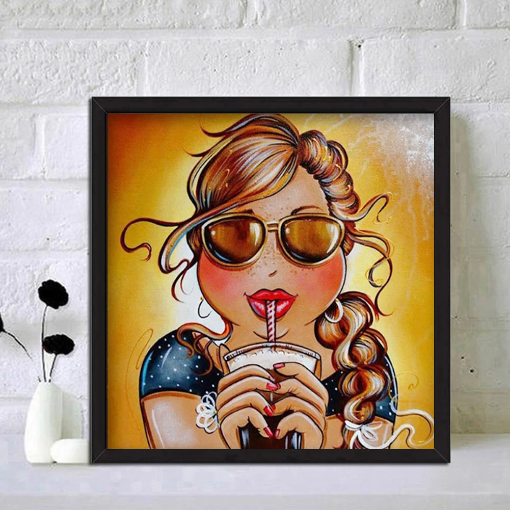 5D Diamond Painting DIY girl Full Drill Round Wall Picture