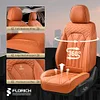 FLORICH Car Seat Covers Full Set, Leather Seat Covers for Cars, Orange Seat Cover, Waterproof Car Seat Cushion Universal Car Seat Protector Front Seats and Back Fit for Most Cars Trucks SUVs