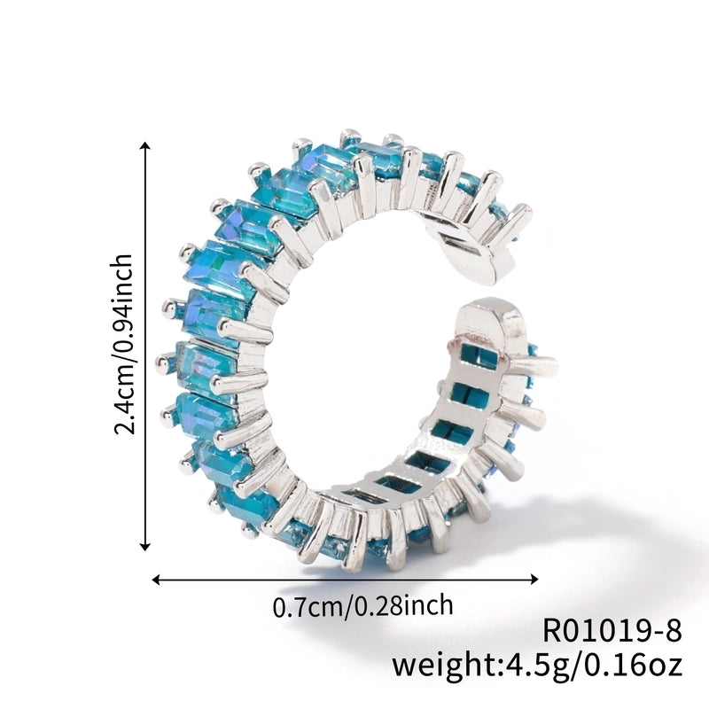 Copper K Gold Plated Rhodium Plated Inlay Round Zircon Open Rings