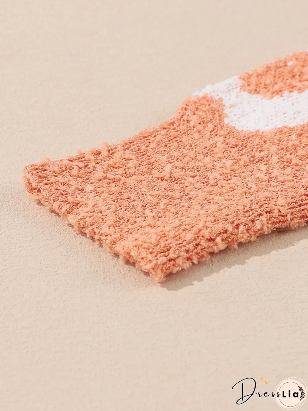 Grapefruit Orange Floral Knit Drop Shoulder Sweater with Fuzzy Texture