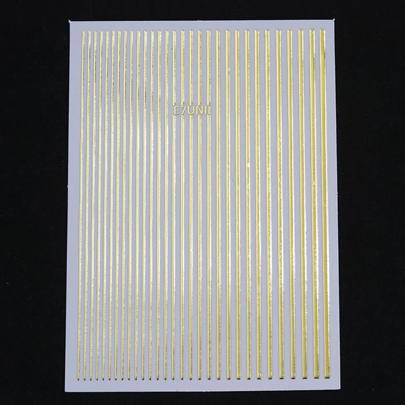 Gold 3D Nail Sticker Curve Stripe Lines Nails Stickers Gradient Adhesive Striping Tape Nail Foil Nail Art Stickers Decals Silver-Nail Inspo