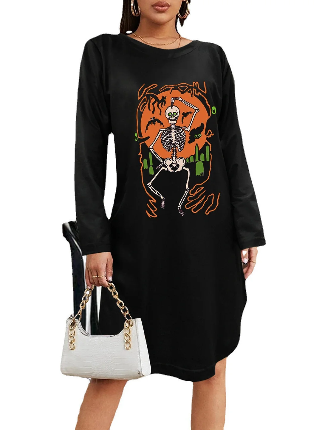 Women Half Sleeve V-neck Solid Color Dress