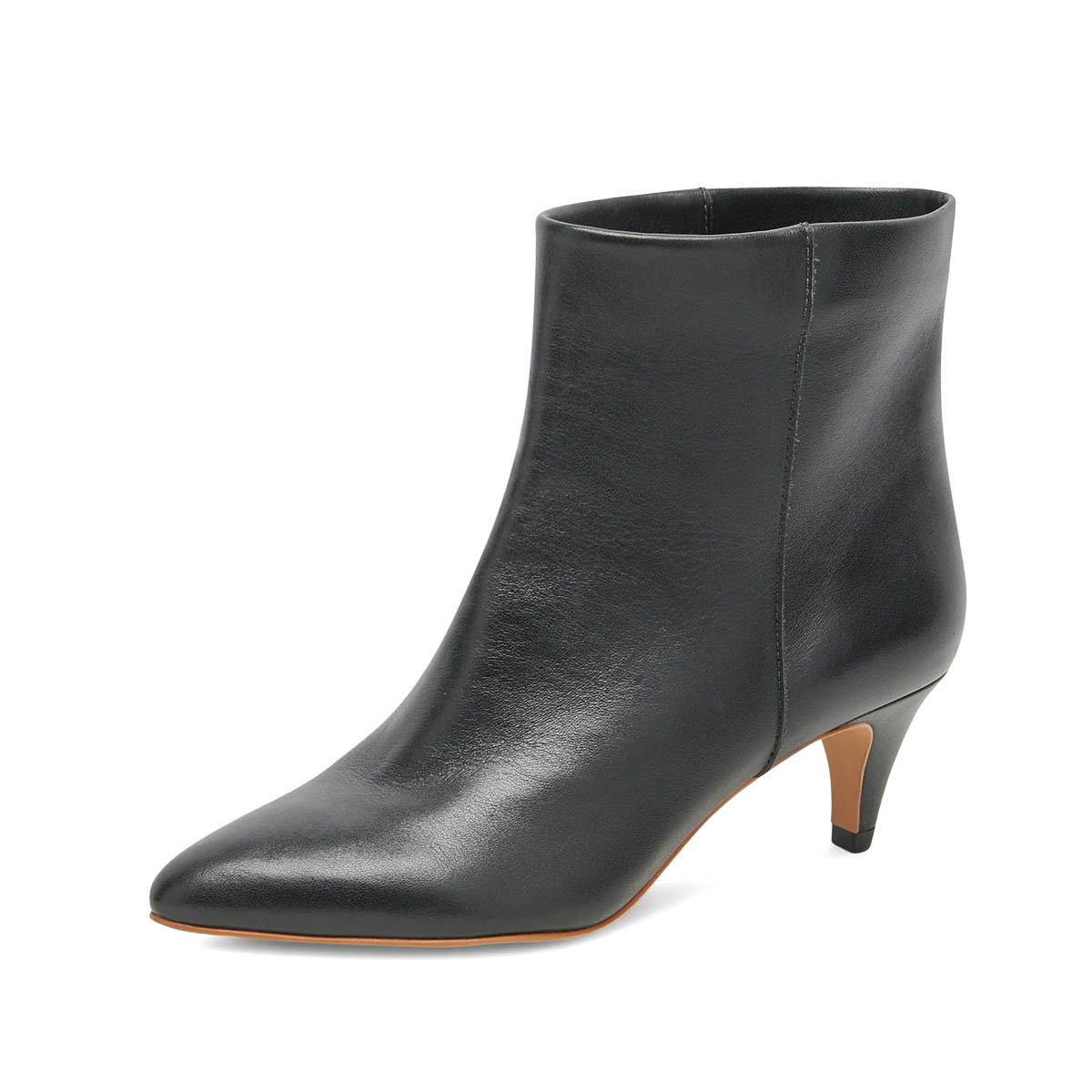 Classy Pull-On Vegan Leather Pointed Toe Black Heel Booties Nicepairs