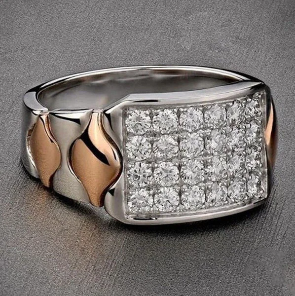 Ethnic White Copper Metal Silver Color Trend Fashion Metal Cubic Zirconia Ring Ring Jewelry