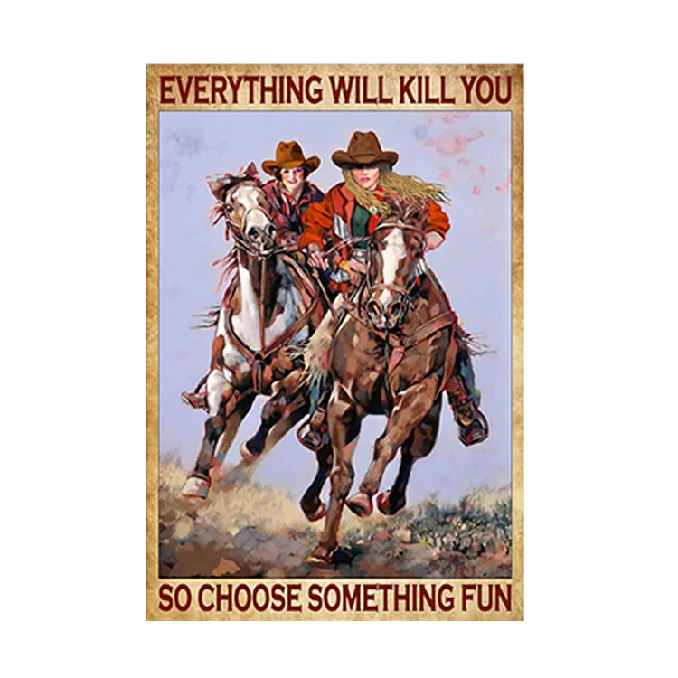 Cowboy - enseigne vintage en étain - 7.9x11.8 & 11.8x15.7inch