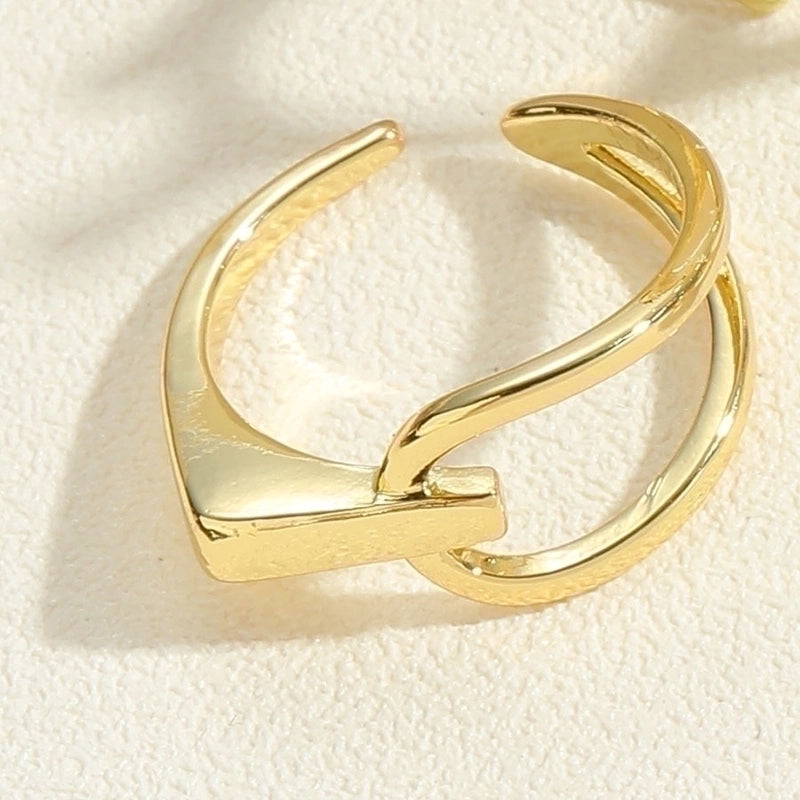 Minimalist Geometric Copper Twist 14k Gold Plated Open Rings