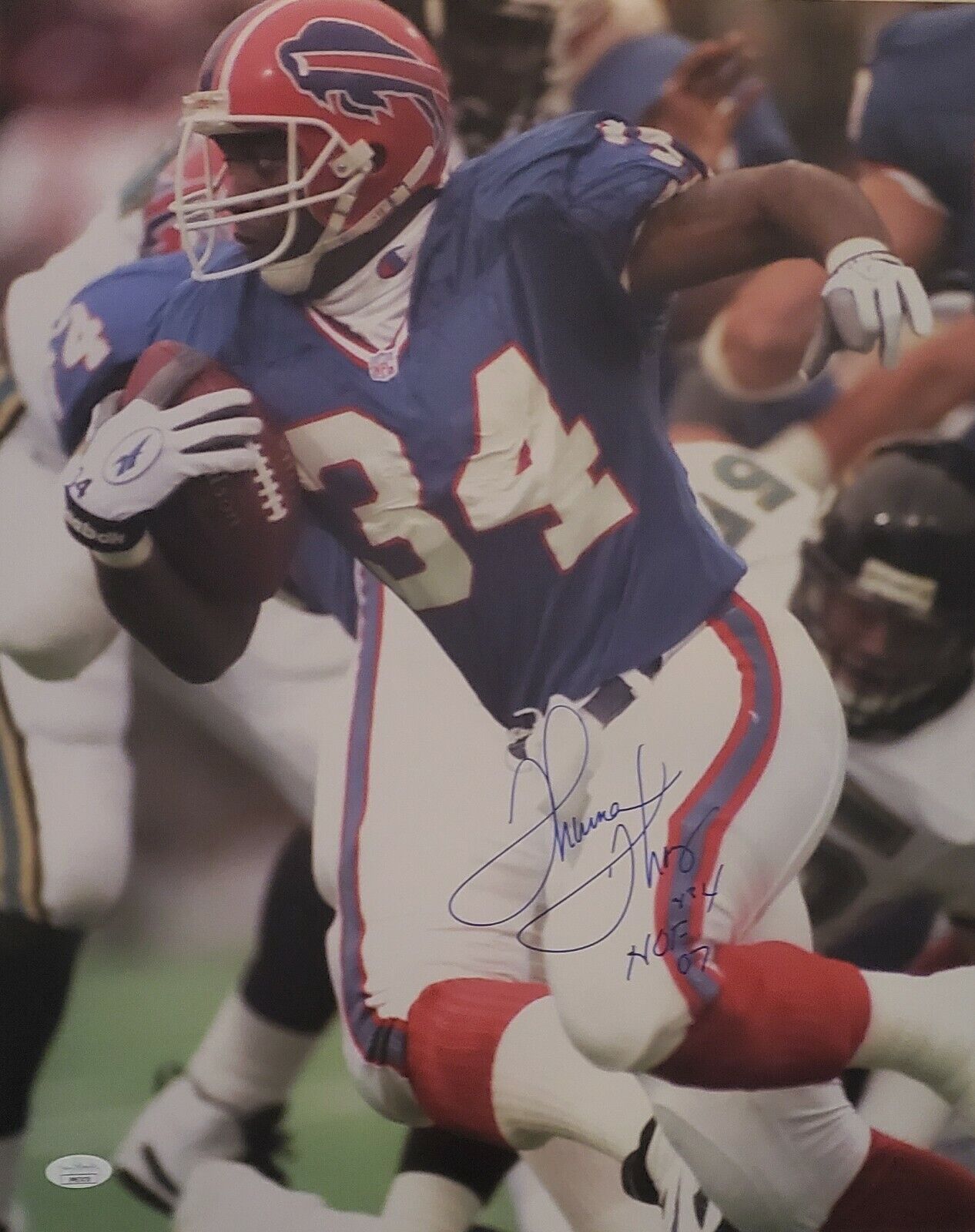 Signed 16X20 THURMAN THOMAS Buffalo Bills Autographed Photo Poster painting - w/ JSA COA