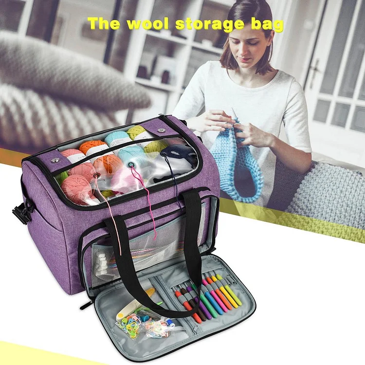 Knitting Yarn Storage Bag Crochet Hooks Thread Case Sewing Kit