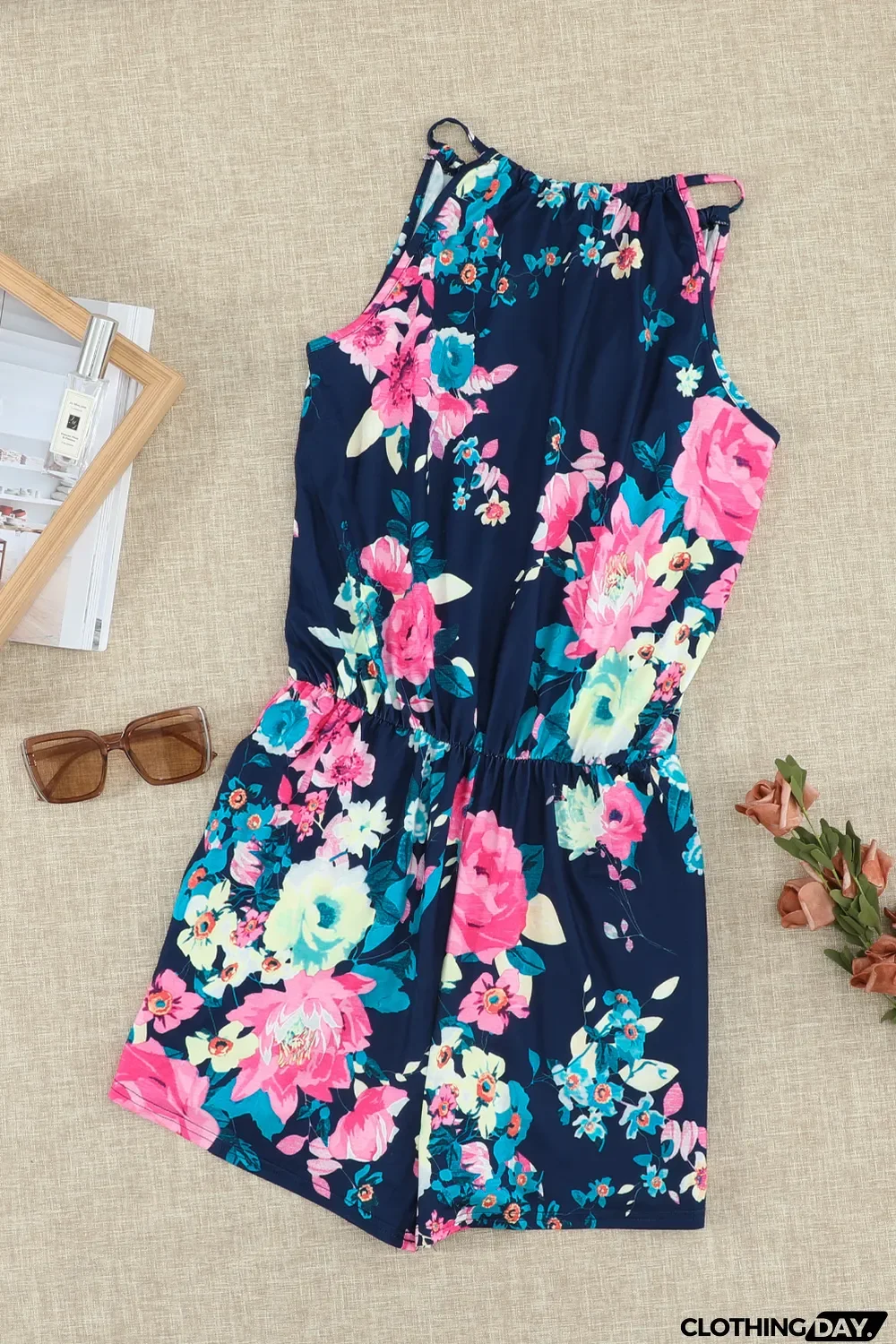 Floral Print Halter Romper