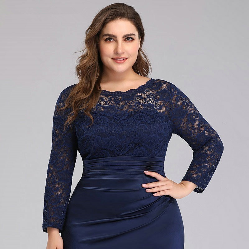 navy and white plus size dress