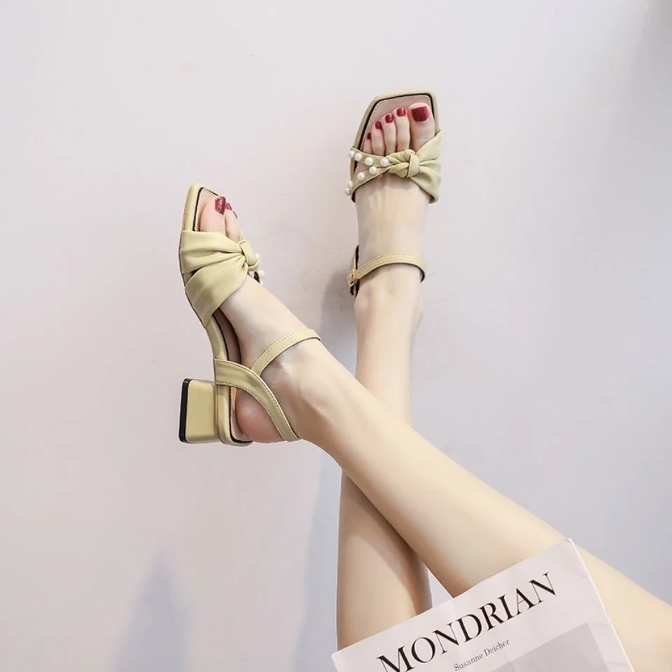  2022 Women Sandals Designer Shoe Outdoor Fairy Office Lady Style Skirt Luxury High Heels