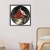 Scène de neige de Noël maison rouge-rond drill diamond painting-30*30cm