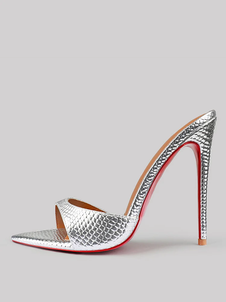120mm Women's Open Toe Sandals Stiletto Red Bottom High Heels Vegan Mules Colorful