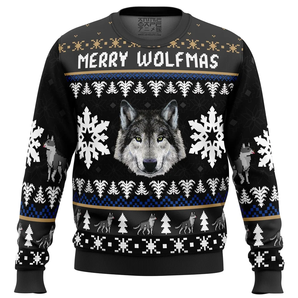 Merry Wolfmas Wolf Ugly Christmas Sweatshirt