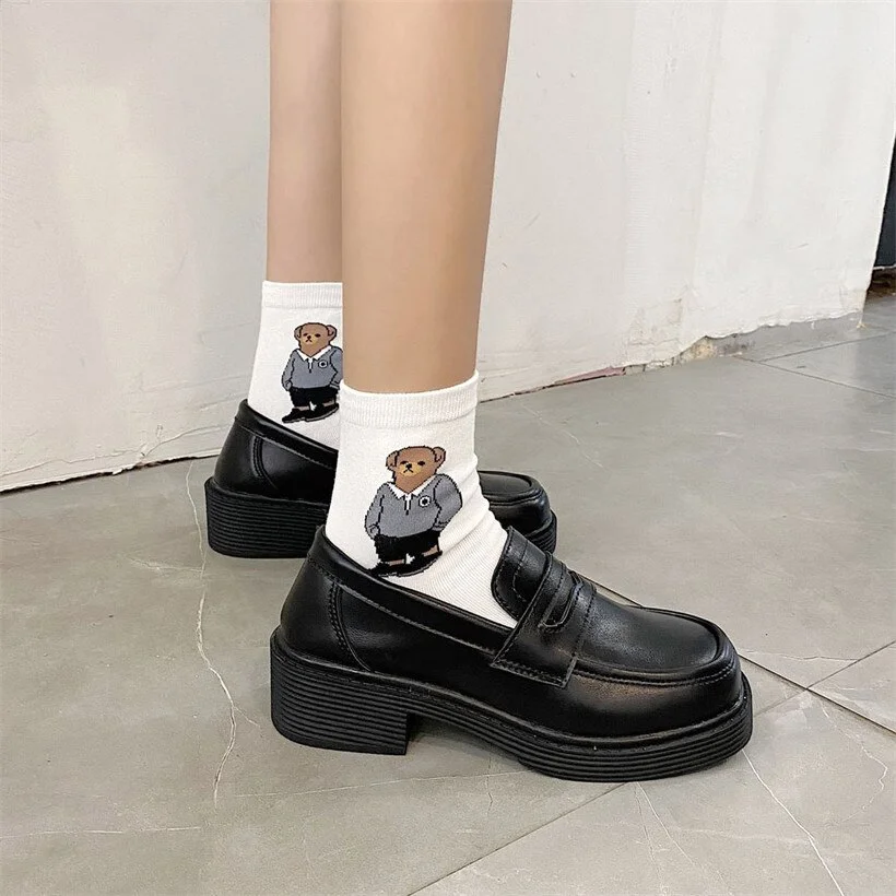 Qengg Jane Shoes Girls Japanese School Jk Uniform Accessories Lolita Shoes College Gothic PU Leather Platform High Quality Shoes