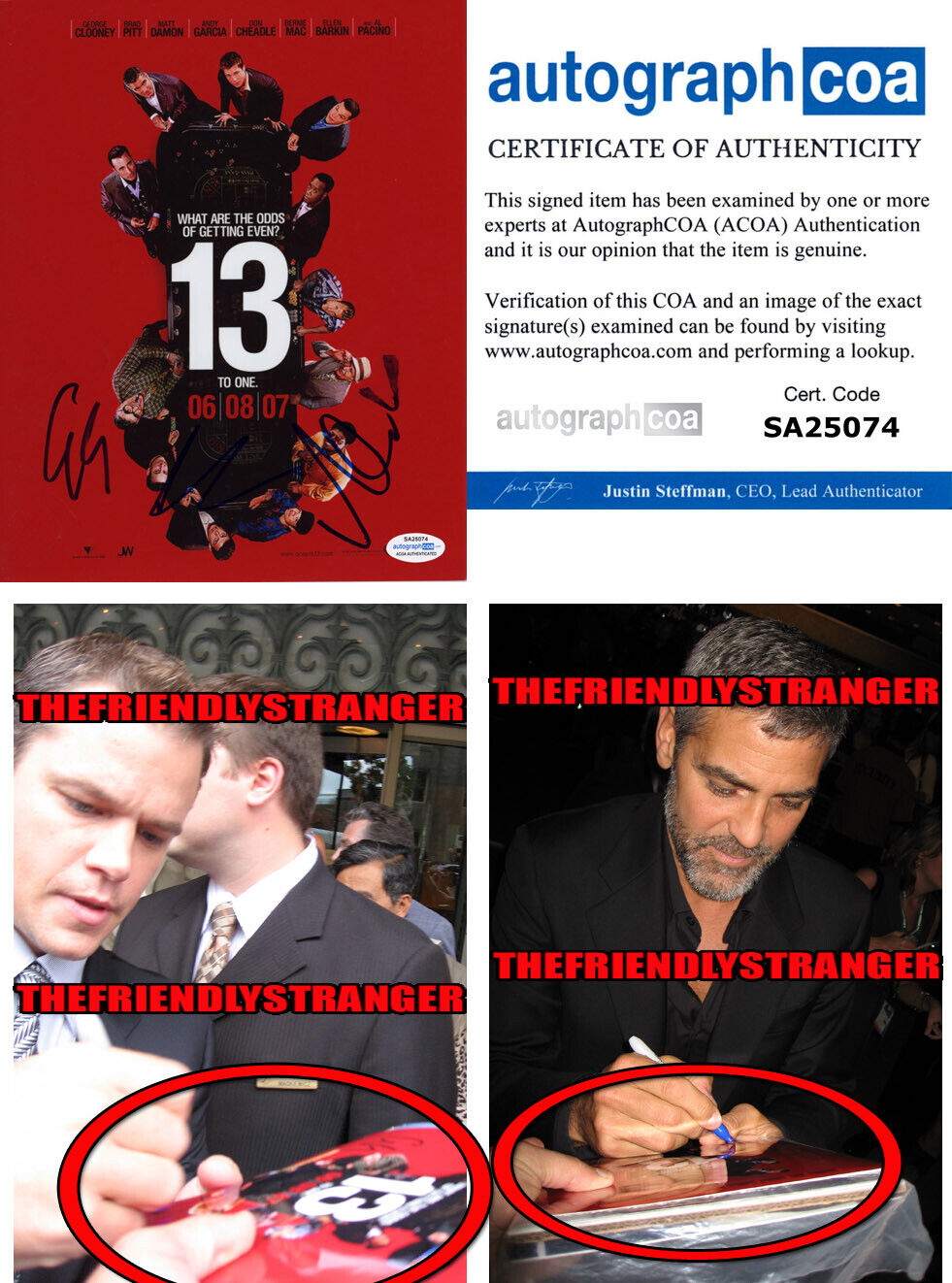 GEORGE CLOONEY & MATT DAMON signed OCEAN'S 13